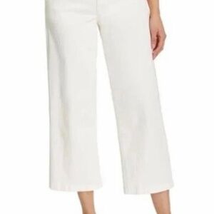 Ella Moss Women's Wide Leg Crop High Rise Pants Size 14 Inseam 26” Off White